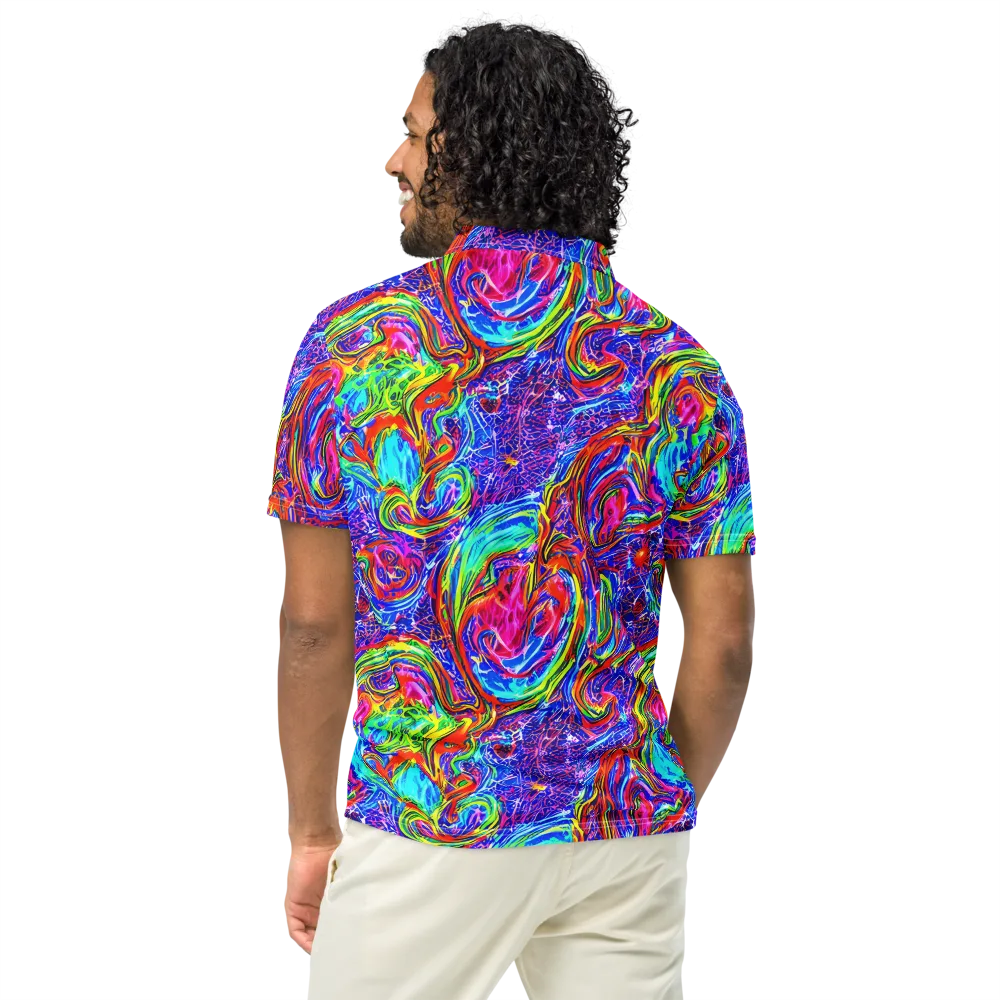 Cobalt Marbling on Men's Slim Fit Polo Shirt — Back