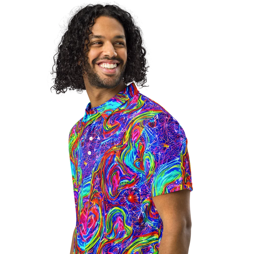 Cobalt Marbling on Men's Slim Fit Polo Shirt — Left Front