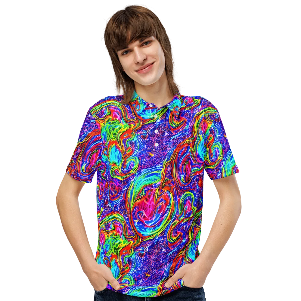 Cobalt Marbling on Men's Slim Fit Polo Shirt — Front