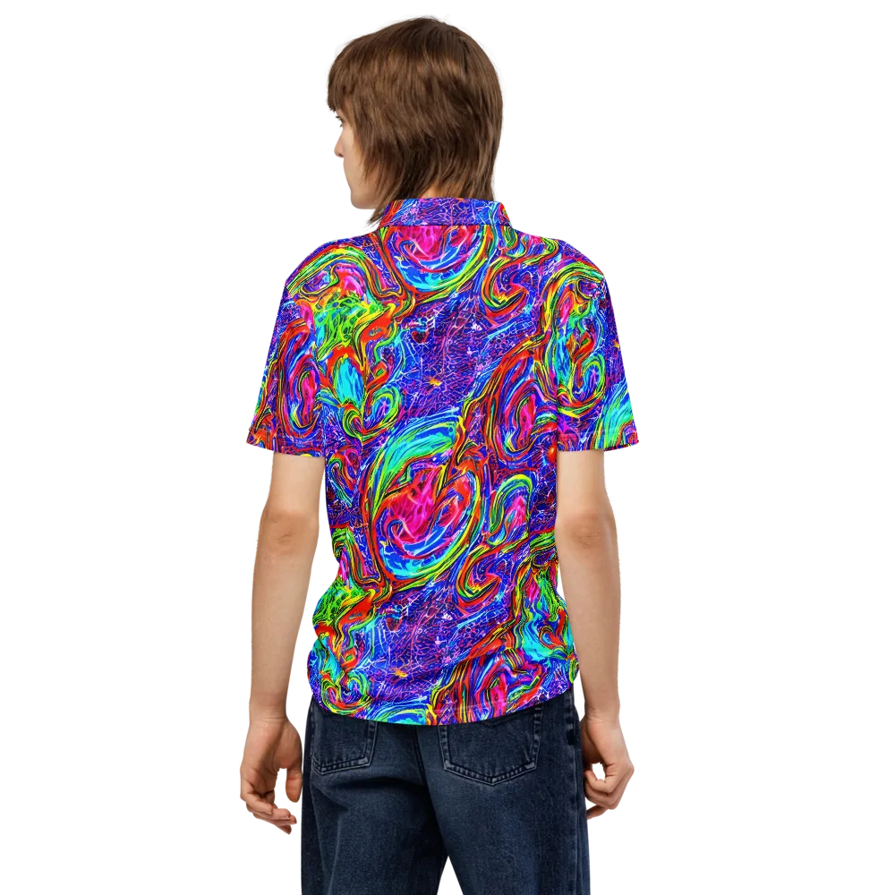 Cobalt Marbling on Men's Slim Fit Polo Shirt — Back