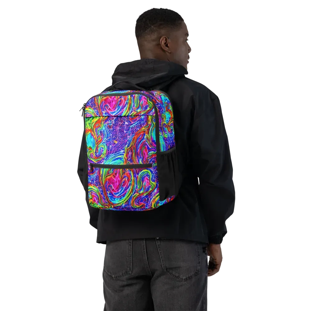 Cobalt Marbling on Utility Backpack — Back