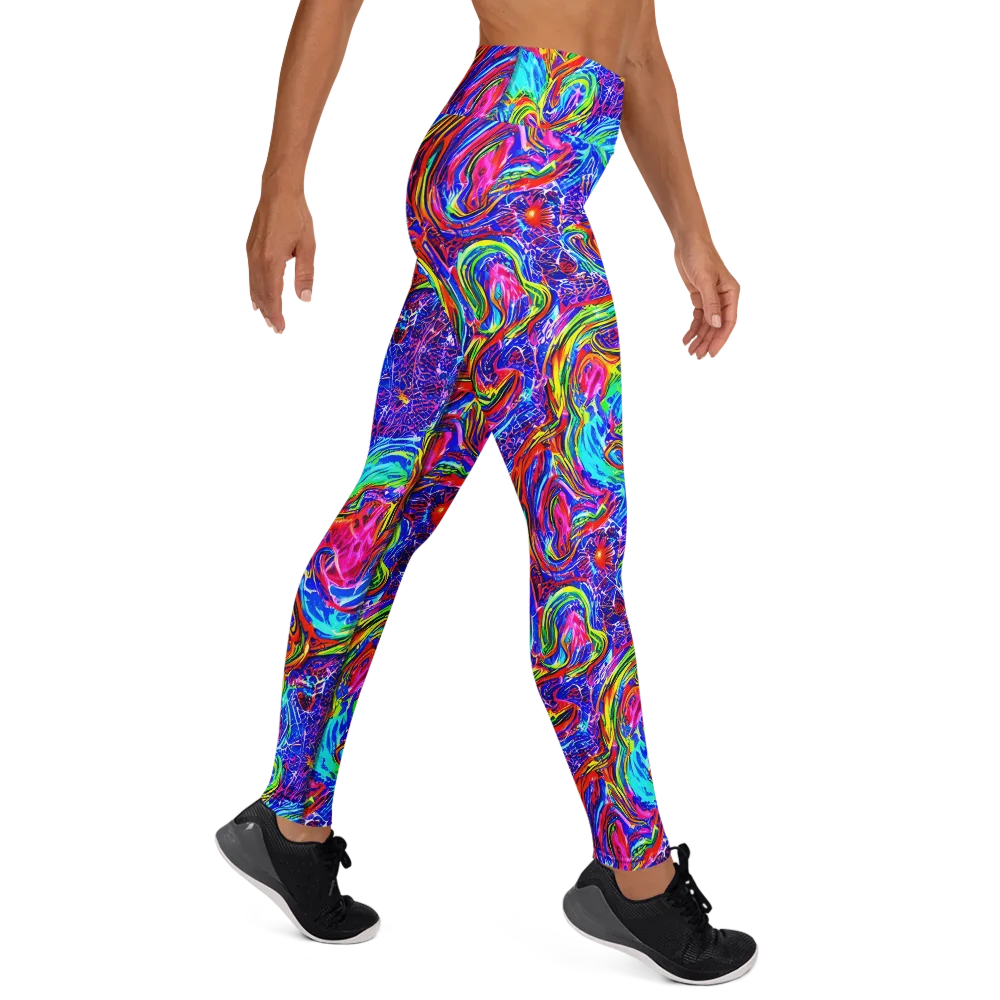 Cobalt Marbling on Yoga Leggings — Right