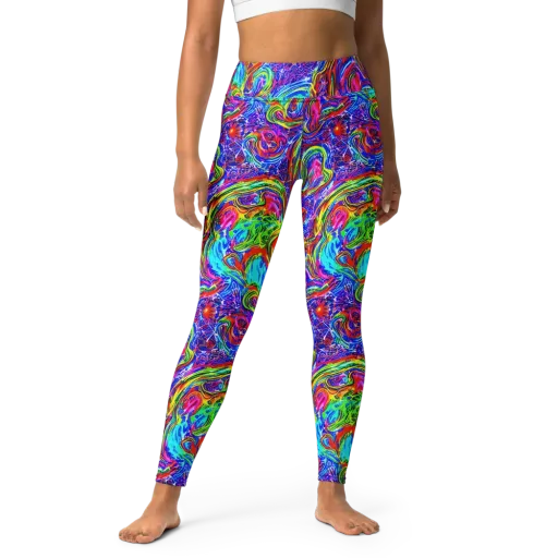 Cobalt Marbling on a Yoga Leggings