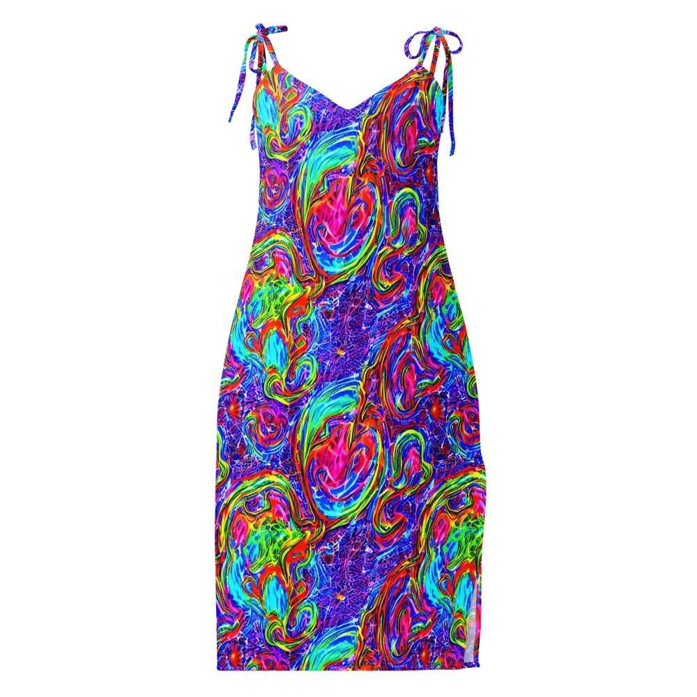 Cobalt Marbling on Slip Dress — Front