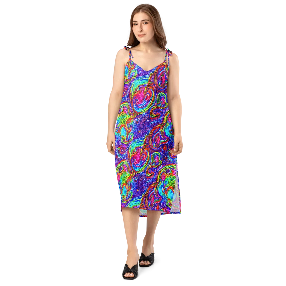 Cobalt Marbling on Slip Dress — Front