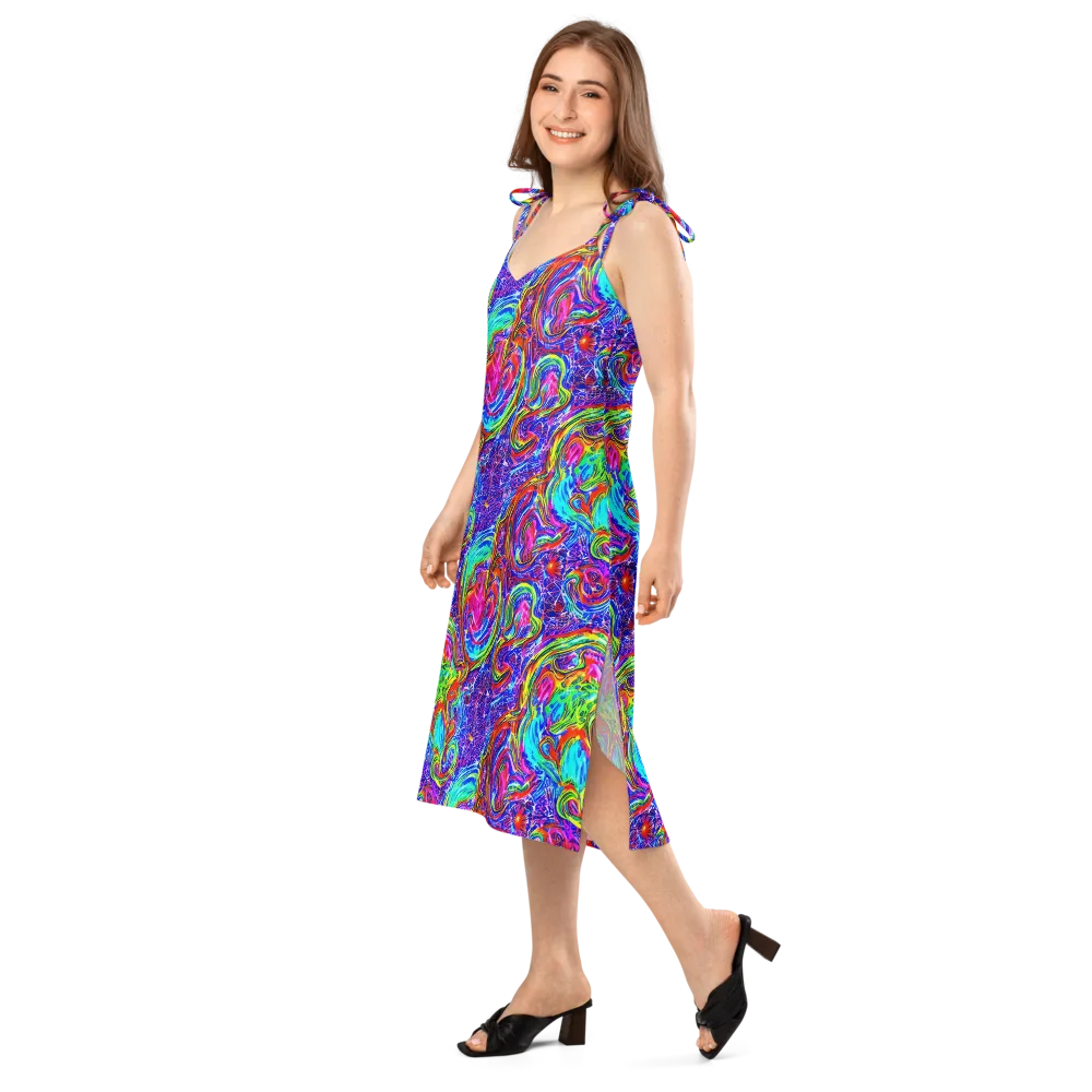 Cobalt Marbling on Slip Dress — Left Front