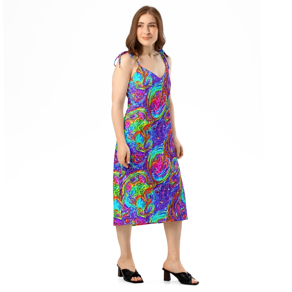 Cobalt Marbling on Slip Dress — Right Front