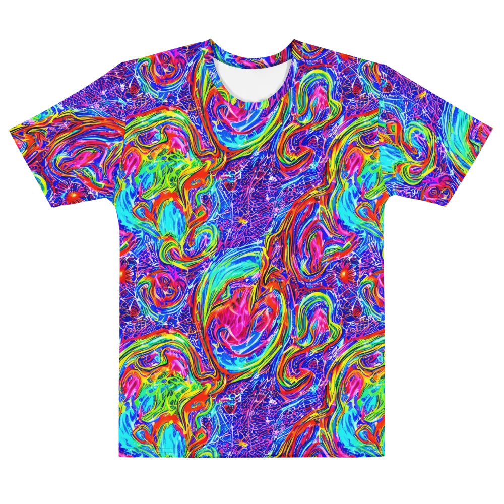 Cobalt Marbling on Men's Cotton Crew Neck T-Shirt — Front