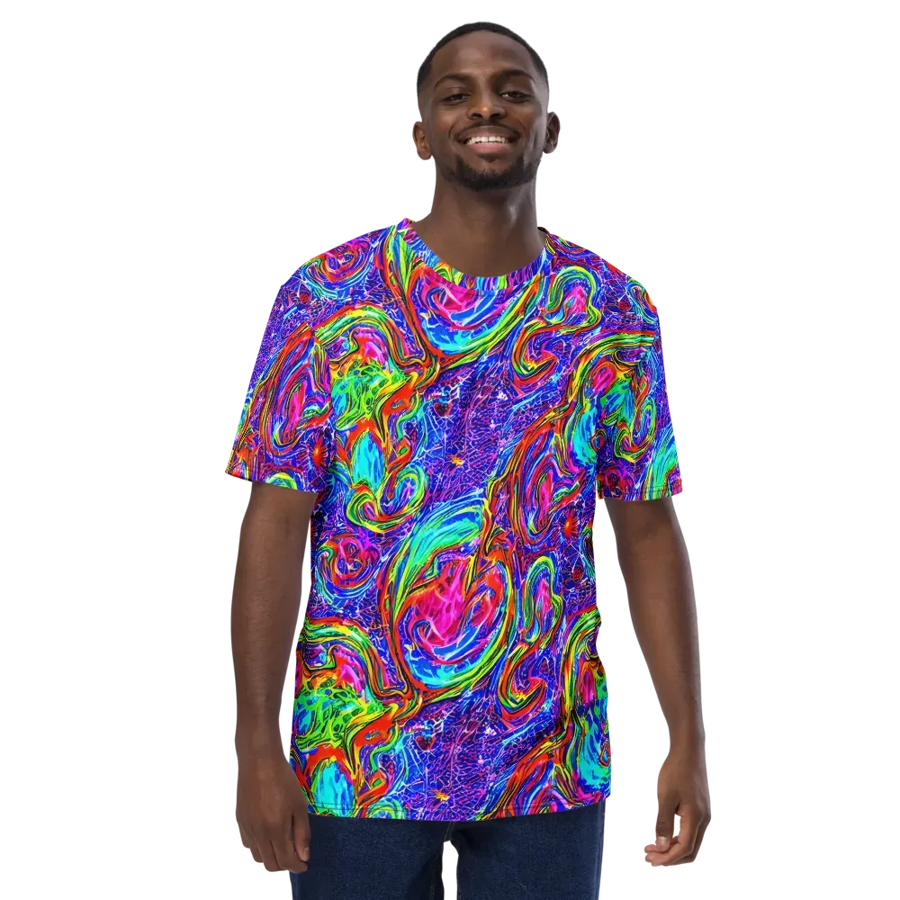 Cobalt Marbling on Men's Crew Neck T-Shirt — Front