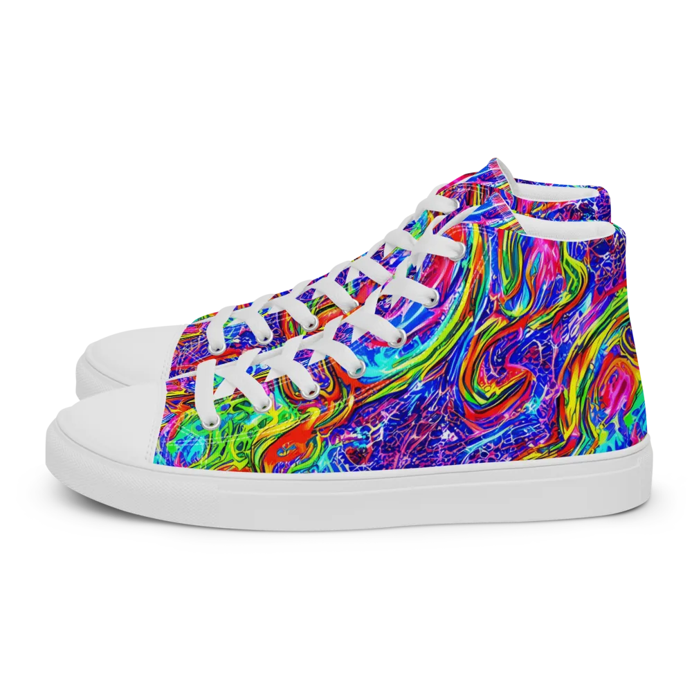 Cobalt Marbling on Women's High Top Canvas Shoes — Left