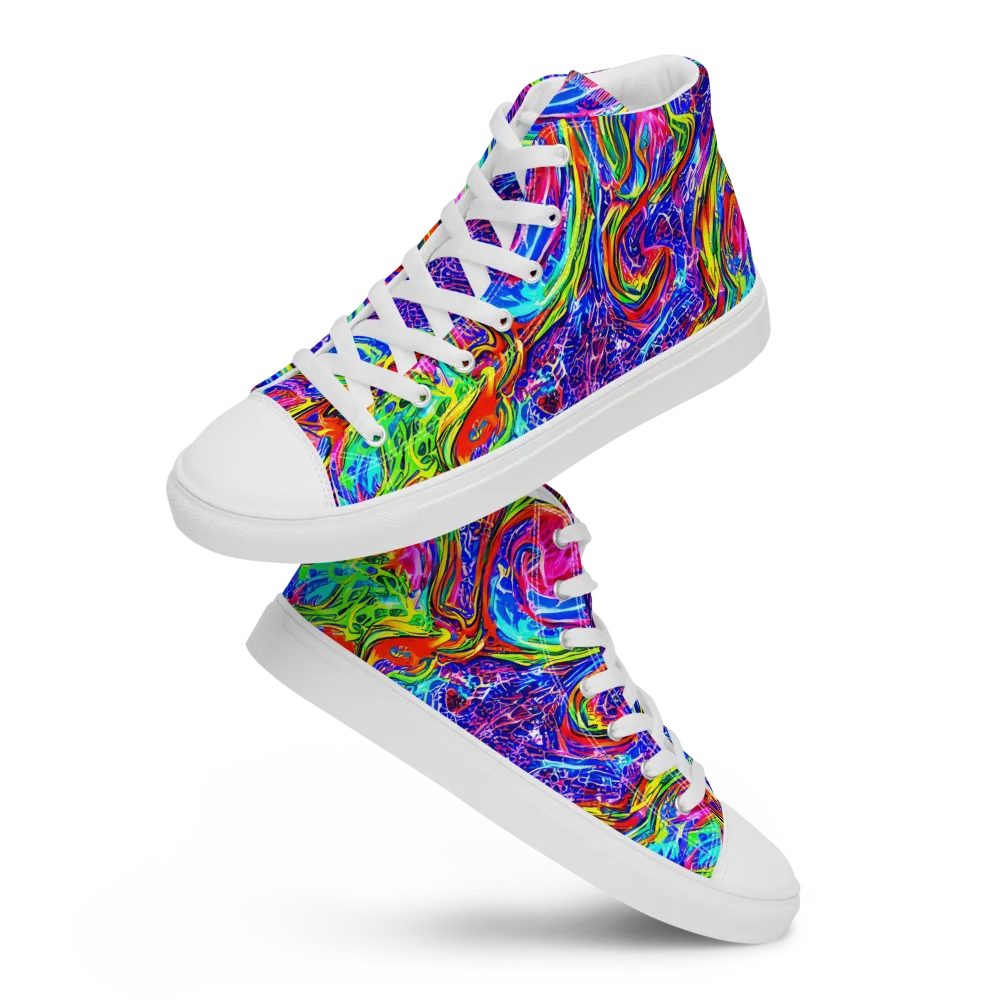 Cobalt Marbling on Women's High Top Canvas Shoes — Front