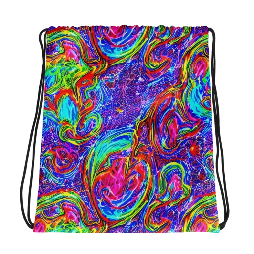 Cobalt Marbling on a Drawstring Bag