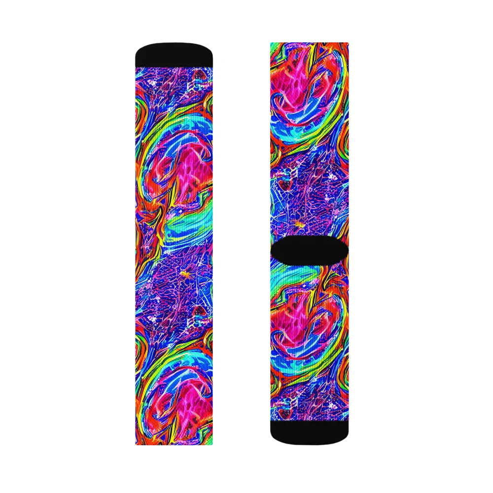 Cobalt Marbling on Socks — Left Sock