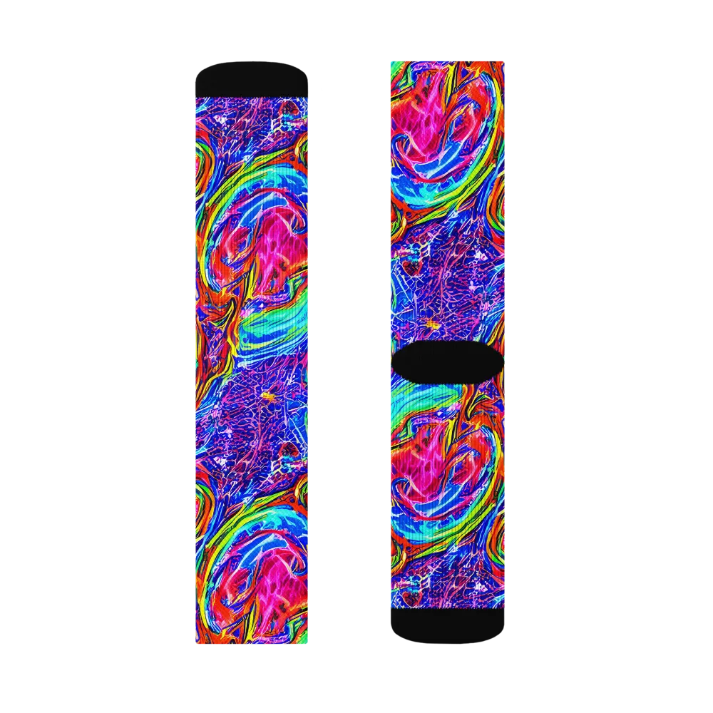 Cobalt Marbling on Socks — Right Sock