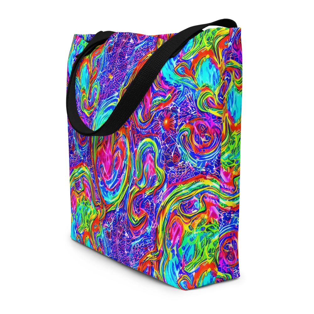 Cobalt Marbling on Large Tote Bag W/ Pocket — Front