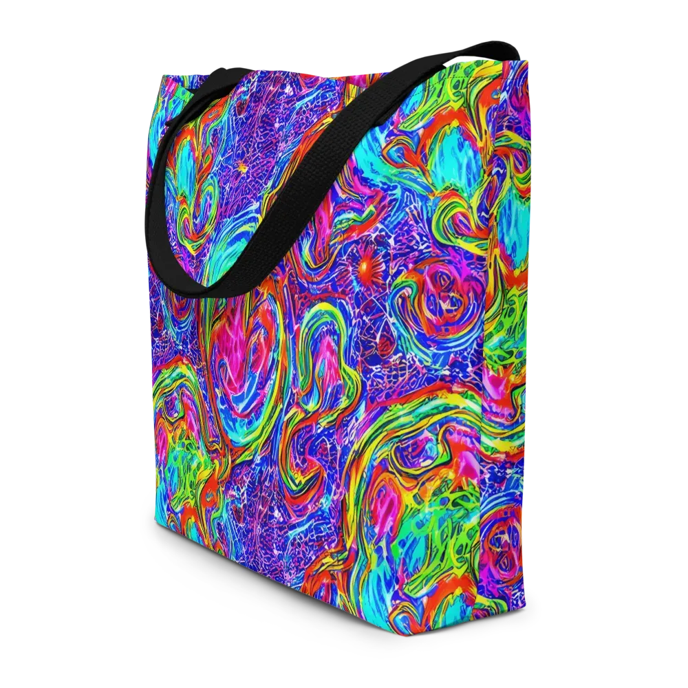 Cobalt Marbling on Large Tote Bag W/ Pocket — Front