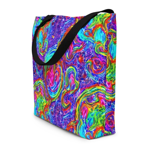 Cobalt Marbling on a Large Tote Bag W/ Pocket