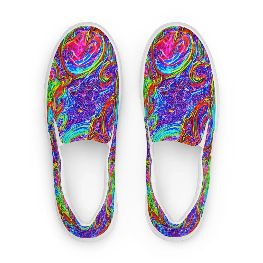 Cobalt Marbling on Women's Slip-On Canvas Shoes — Front