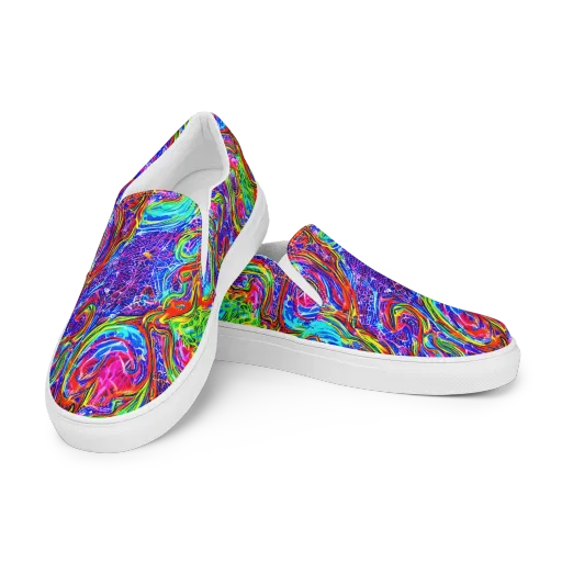 Cobalt Marbling on a Women's Slip-On Canvas Shoes