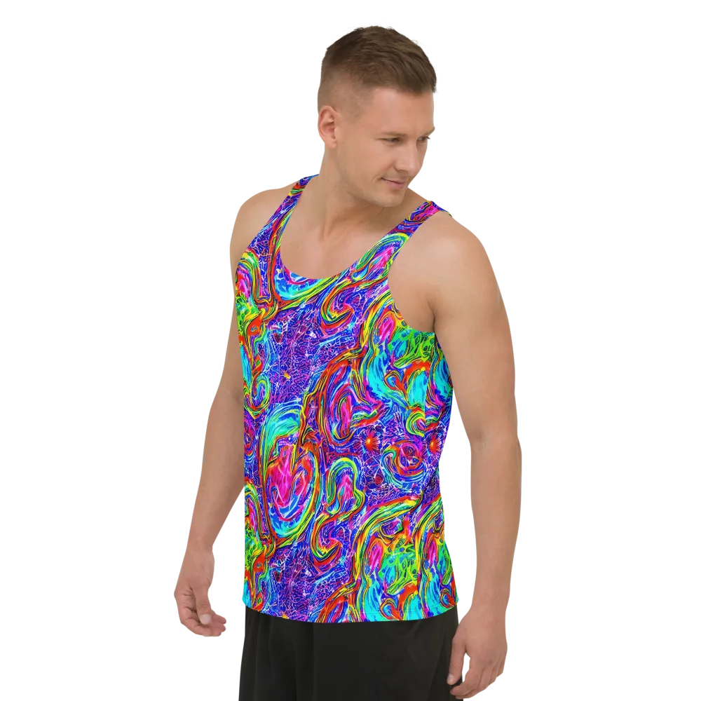 Cobalt Marbling on Men's Tank Top — Left Front