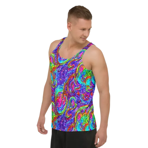 Cobalt Marbling on a Men's Tank Top
