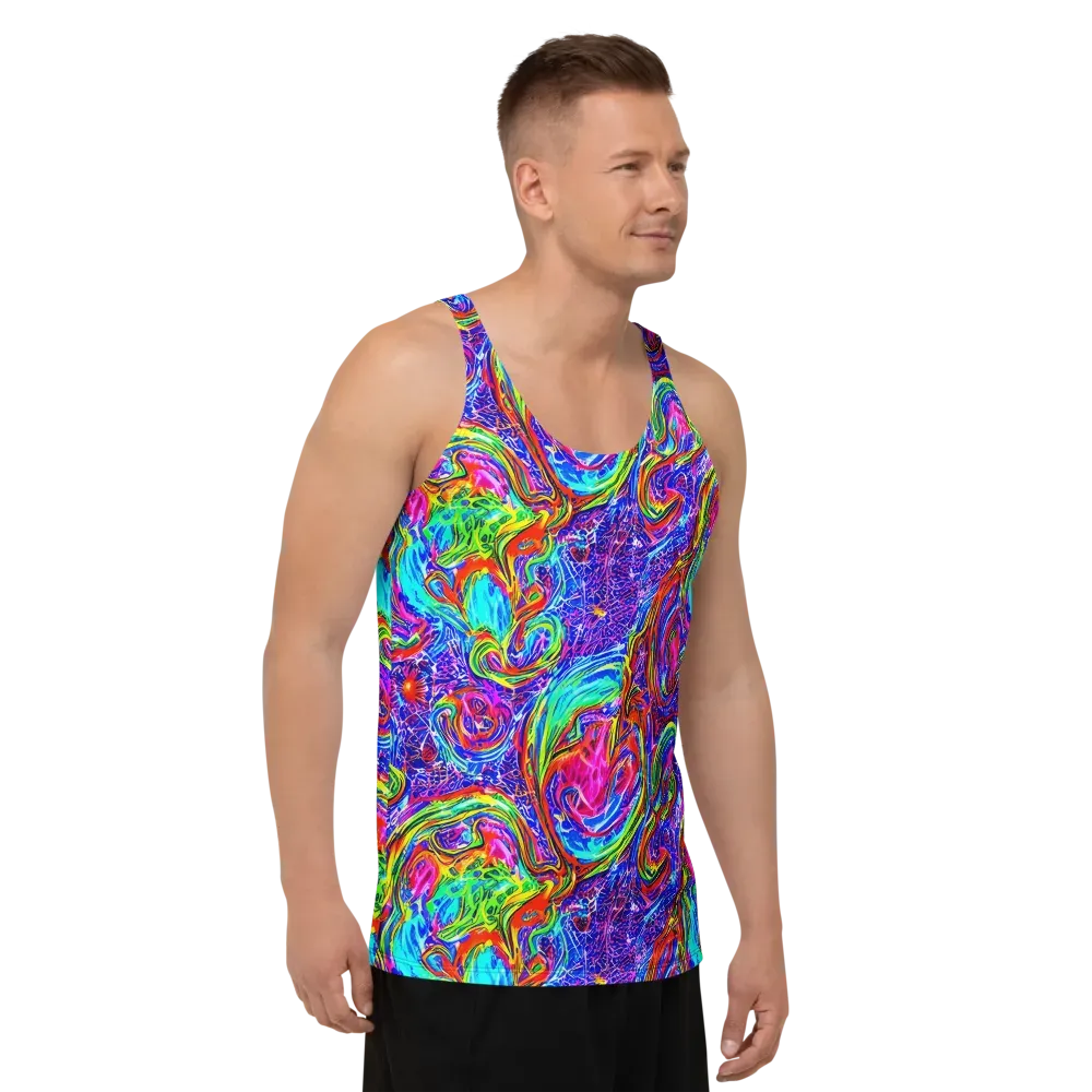 Cobalt Marbling on Men's Tank Top — Right Front
