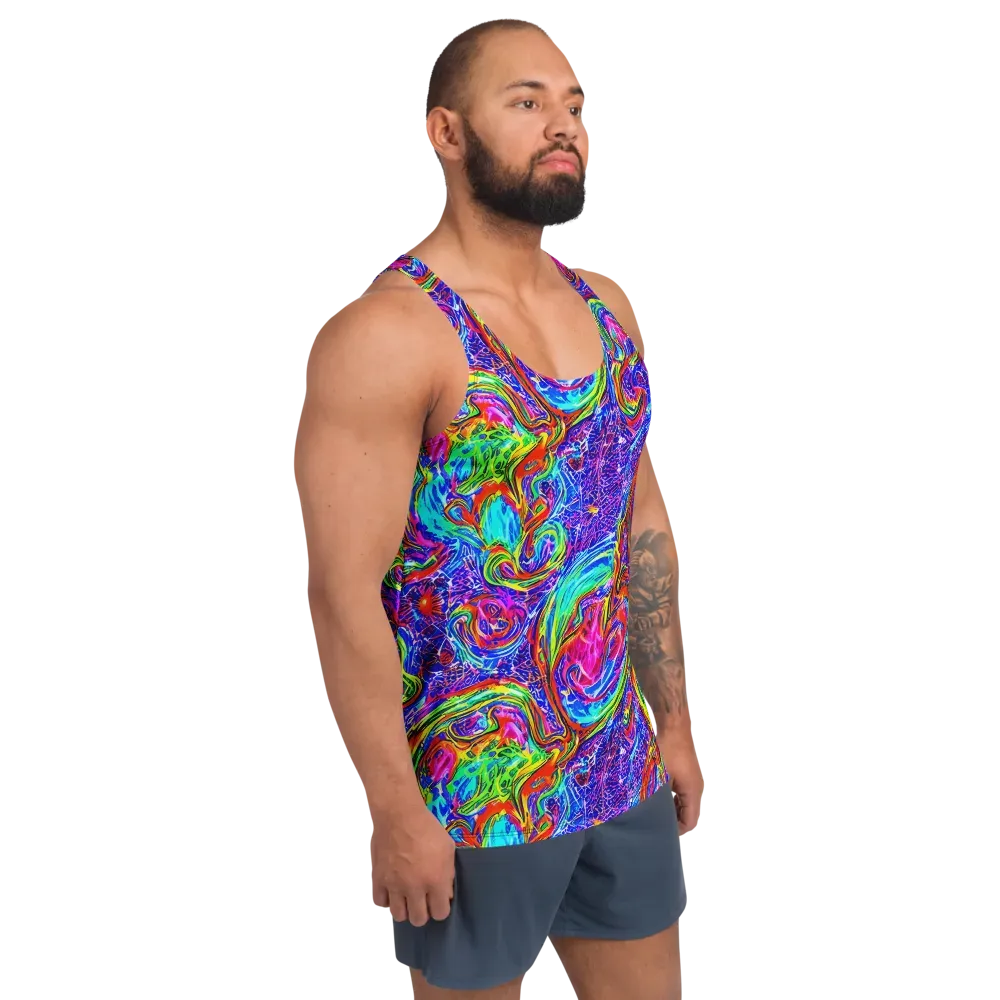 Cobalt Marbling on Men's Tank Top — Right Front