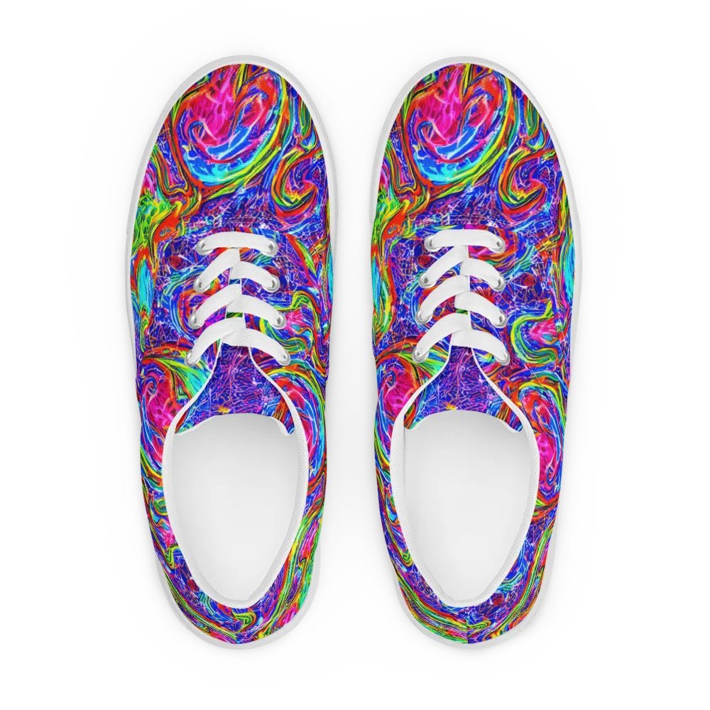 Cobalt Marbling on Men's Lace-Up Canvas Shoes — Front
