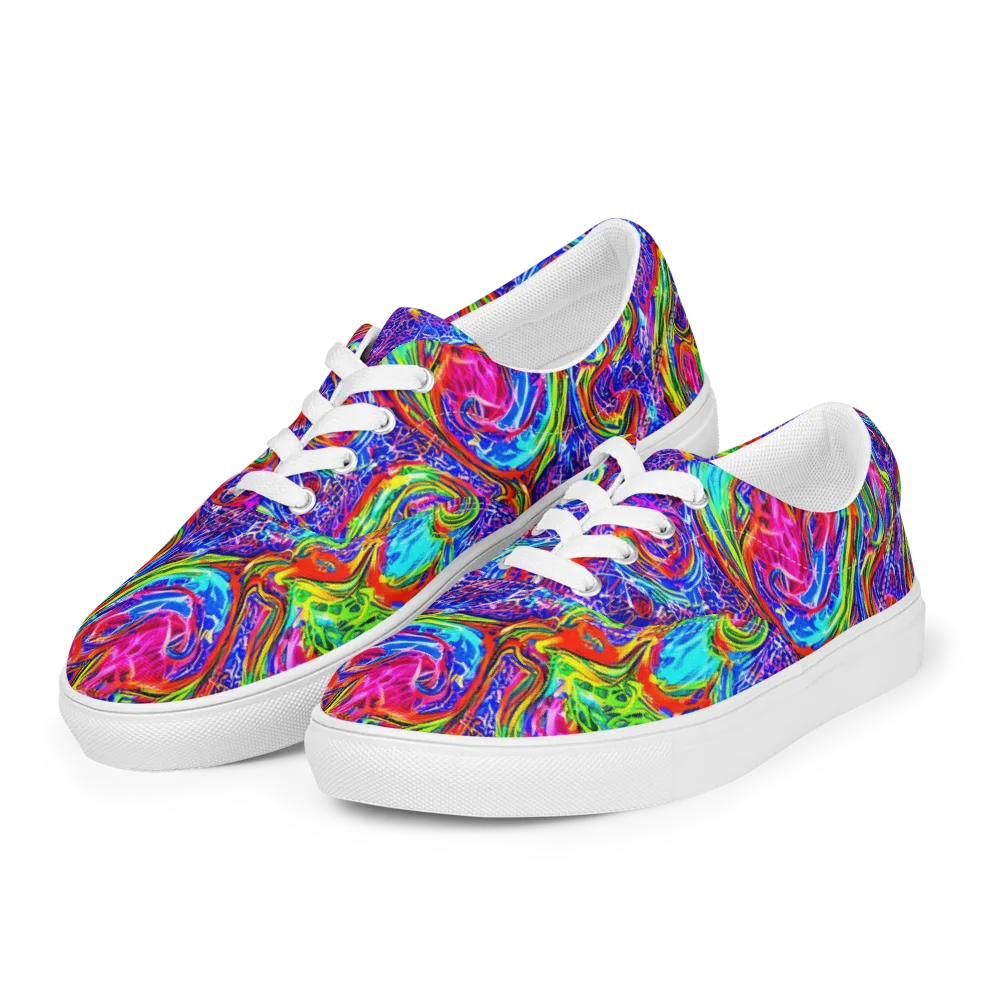 Cobalt Marbling on Men's Lace-Up Canvas Shoes — Left Front