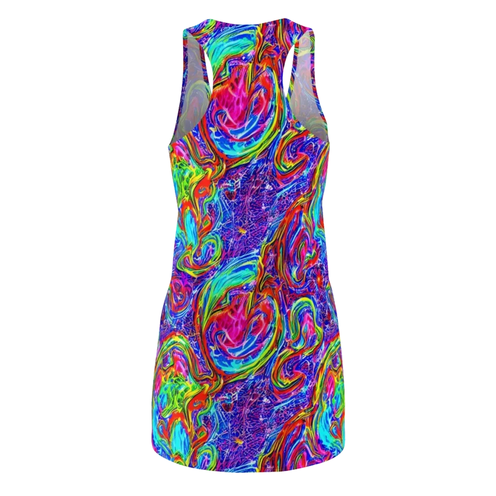 Cobalt Marbling on Racerback Dress — Back