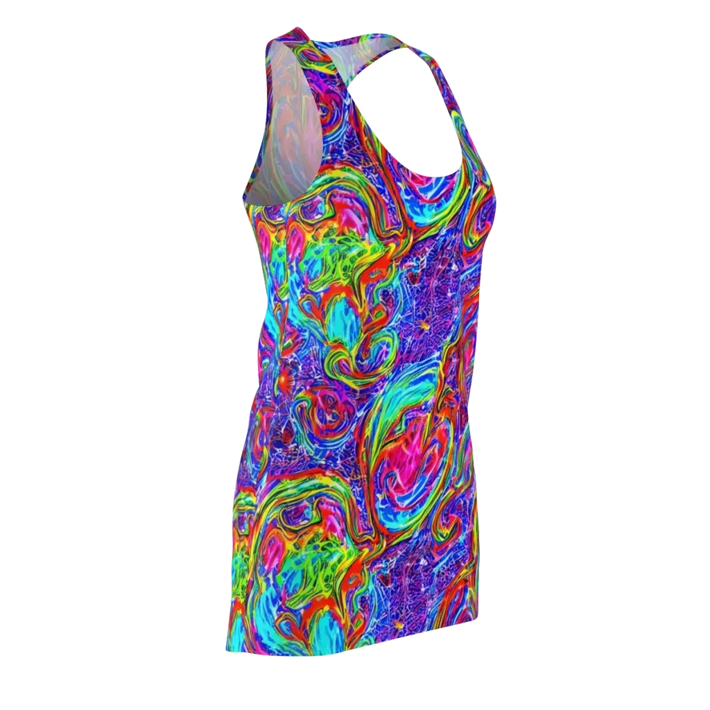 Cobalt Marbling on Racerback Dress — Front Side