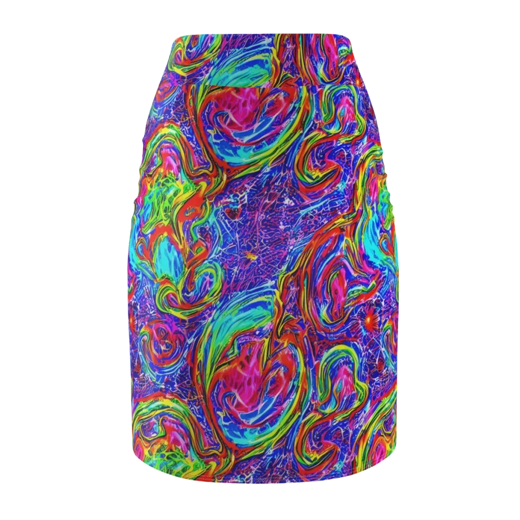 Cobalt Marbling on Pencil Skirt — Back