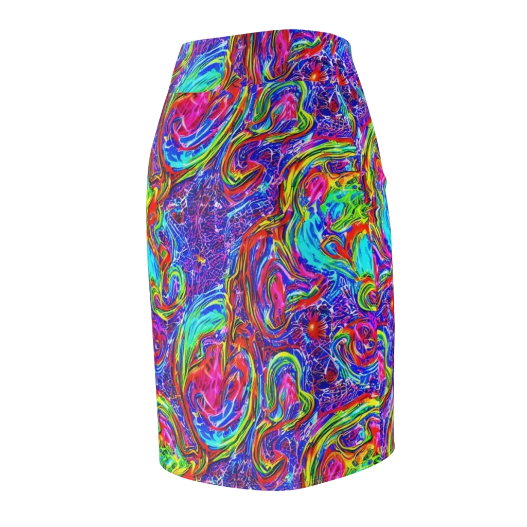 Cobalt Marbling on Pencil Skirt — Back Side