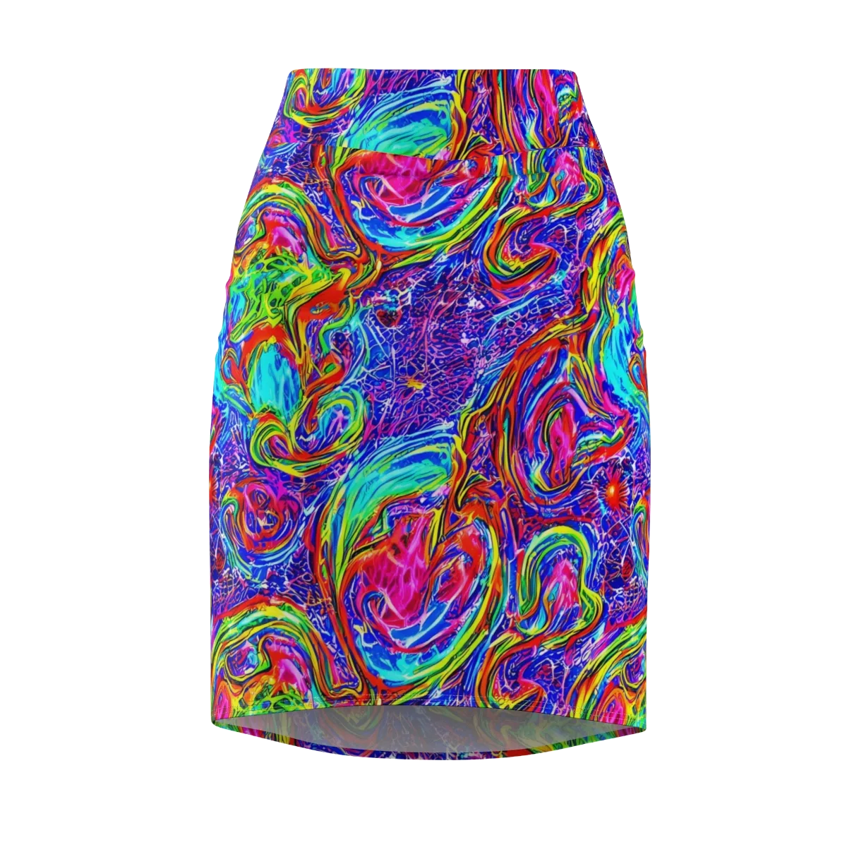 Cobalt Marbling on Pencil Skirt — Front