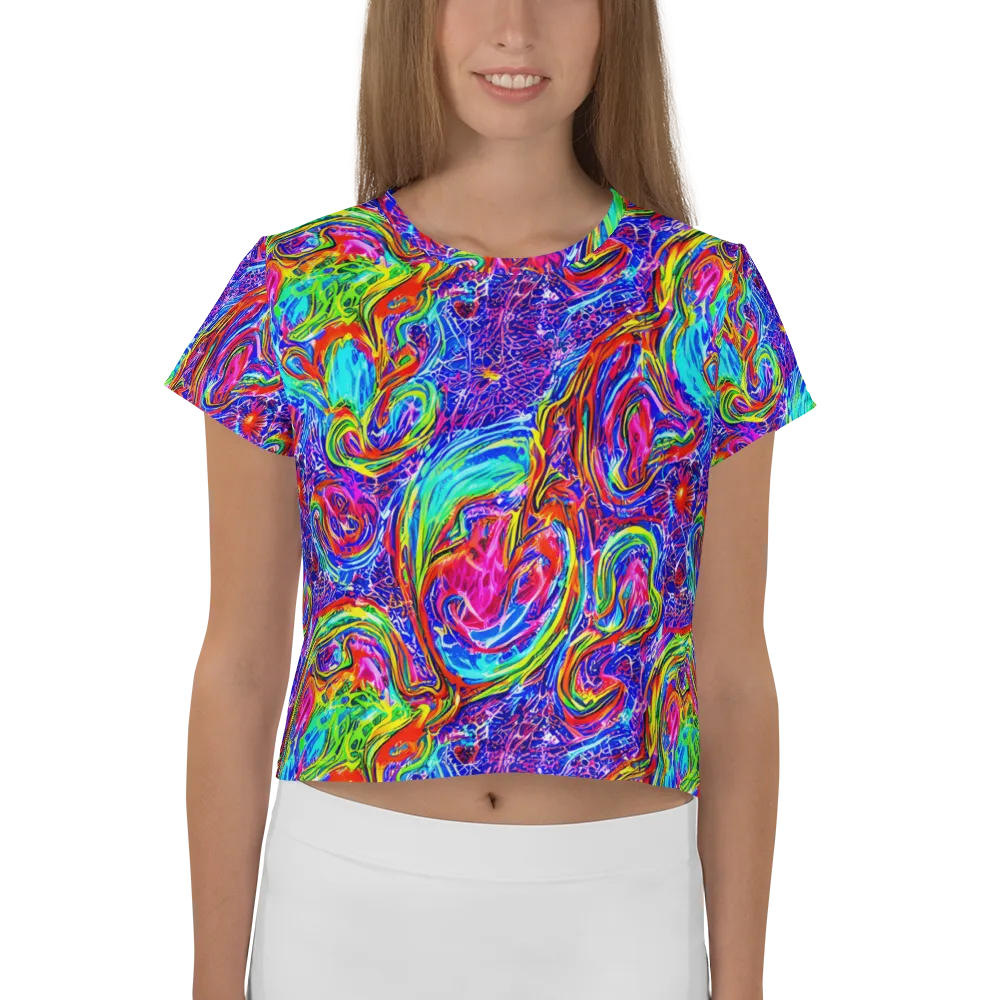 Cobalt Marbling on Crop Tee — Front