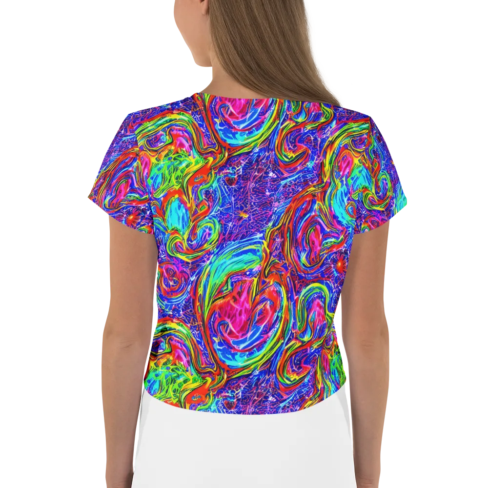 Cobalt Marbling on Crop Tee — Back