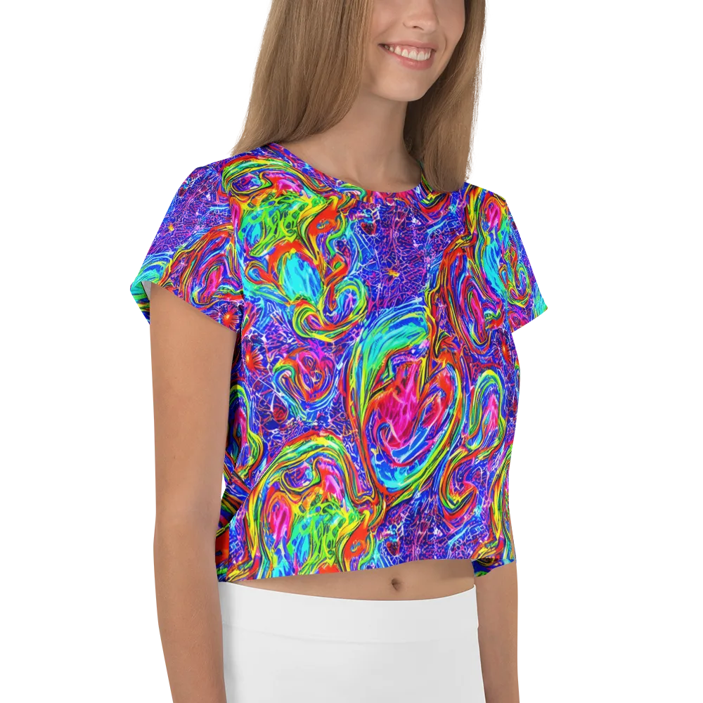 Cobalt Marbling on Crop Tee — Right