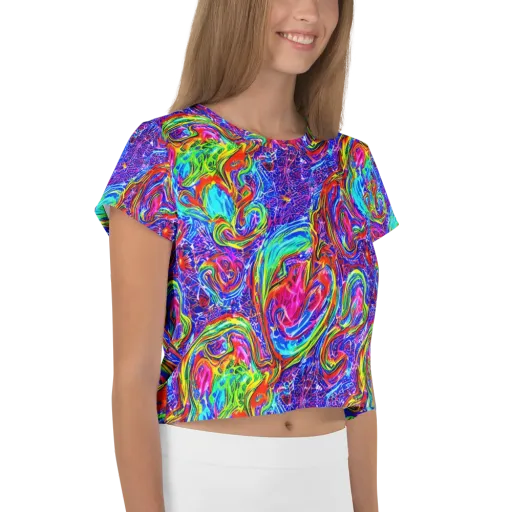 Cobalt Marbling on a Crop Tee