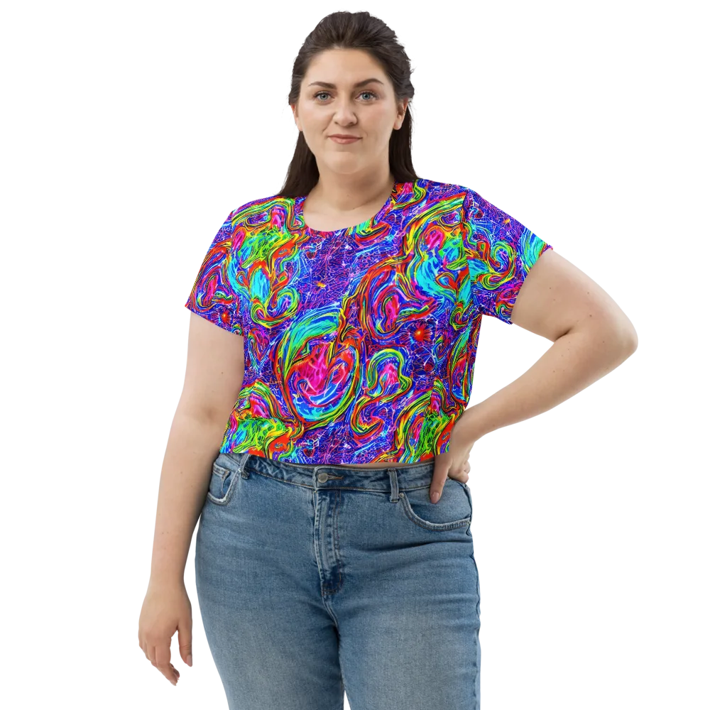 Cobalt Marbling on Crop Tee — Front
