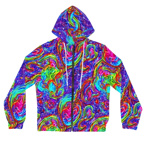 Cobalt Marbling on a Women's Full-Zip Hoodie