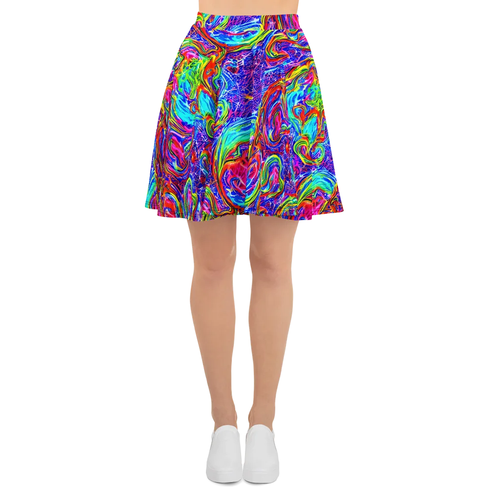 Cobalt Marbling on Skater Skirt — Front