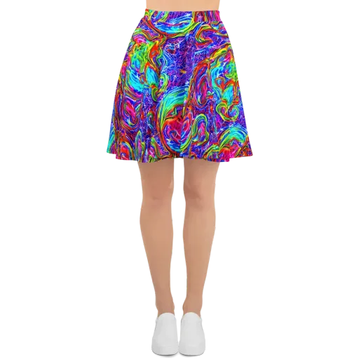 Cobalt Marbling on a Skater Skirt