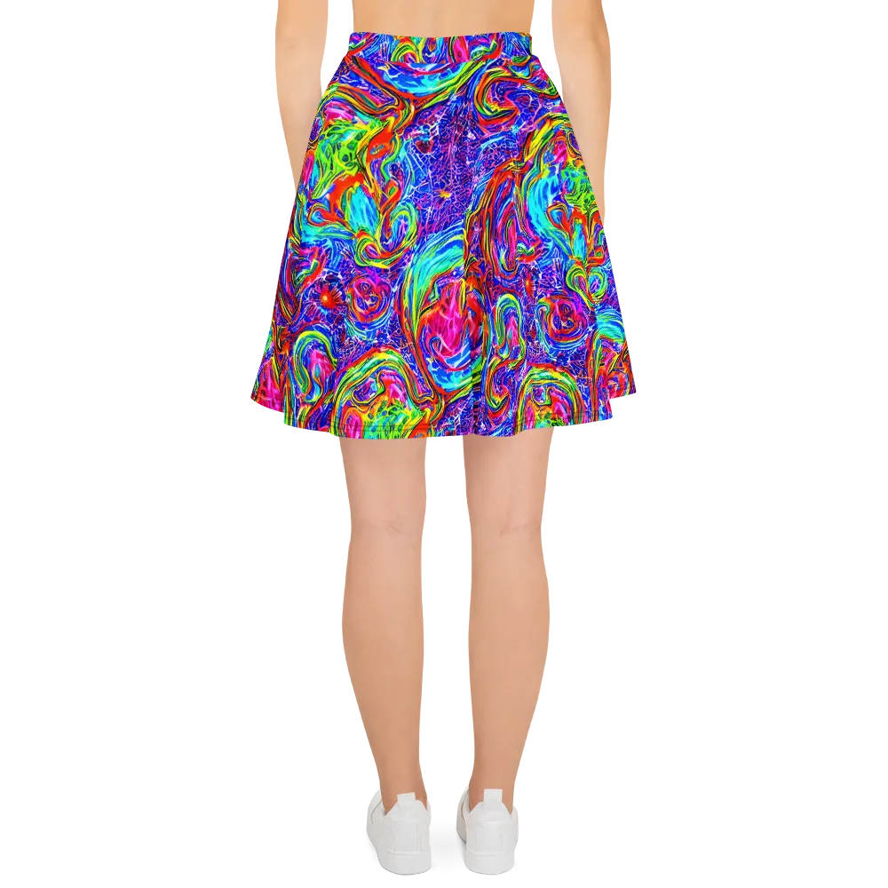 Cobalt Marbling on Skater Skirt — Back