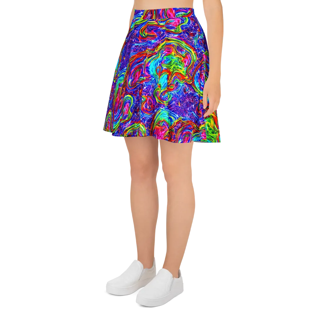 Cobalt Marbling on Skater Skirt — Left