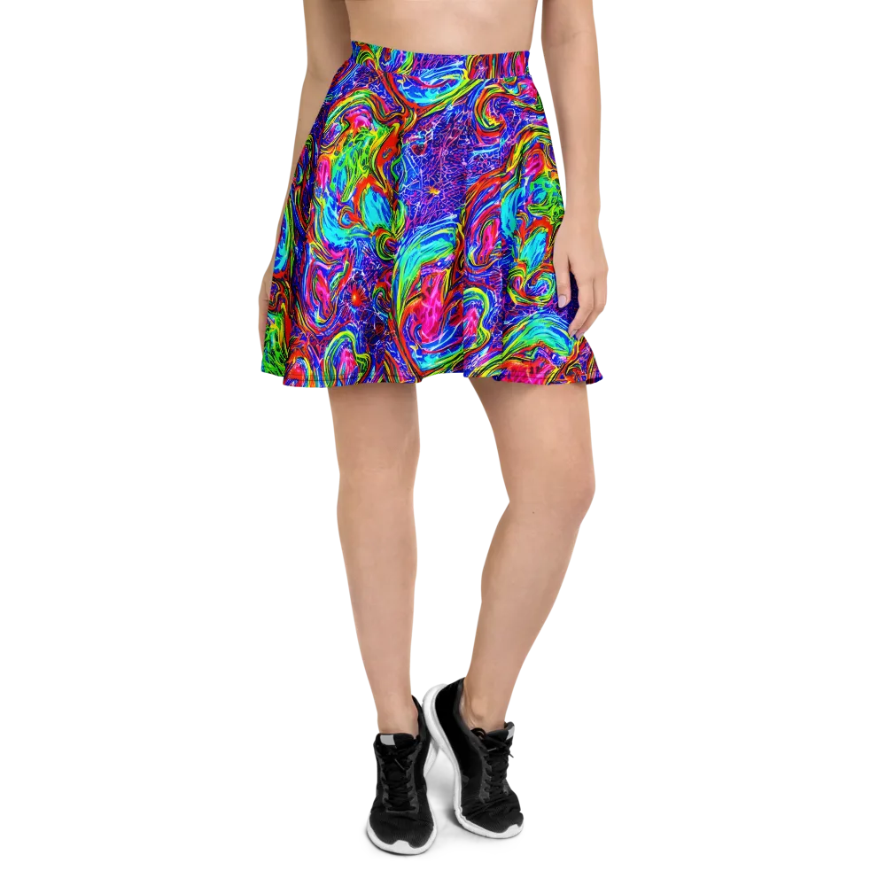 Cobalt Marbling on Skater Skirt — Front