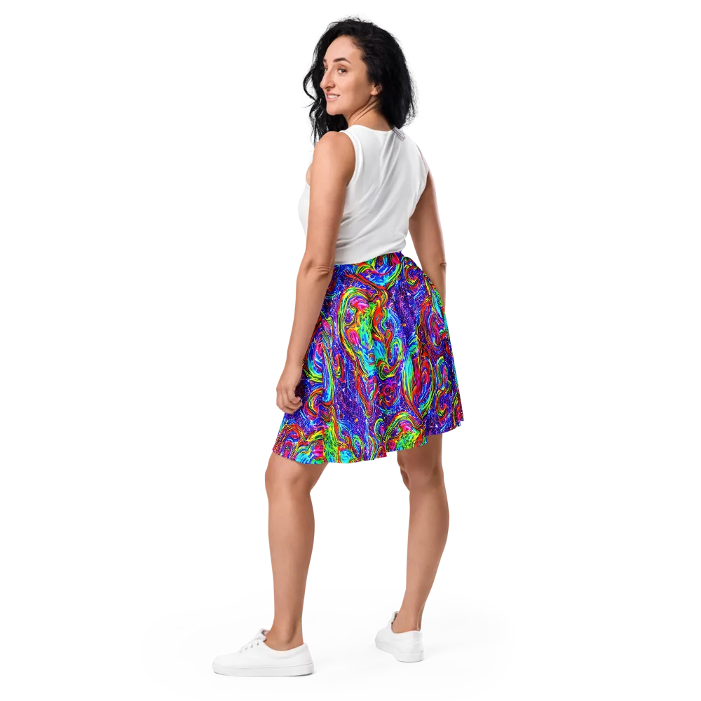 Cobalt Marbling on Skater Skirt — Back