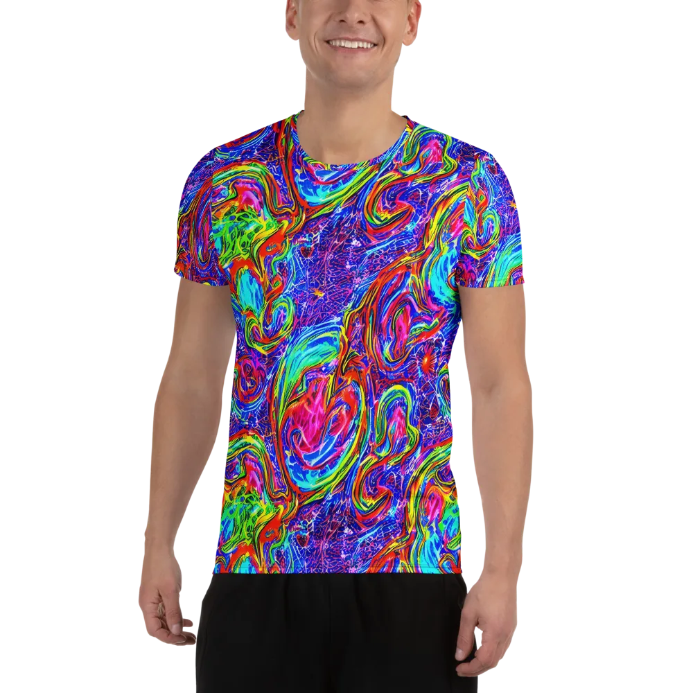 Cobalt Marbling on Men's Athletic T-Shirt — Front