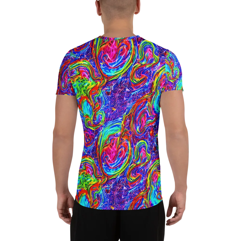 Cobalt Marbling on Men's Athletic T-Shirt — Back