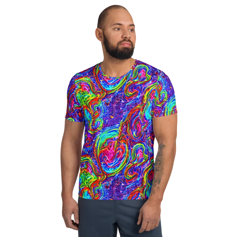 Cobalt Marbling on Men's Athletic T-Shirt — Front
