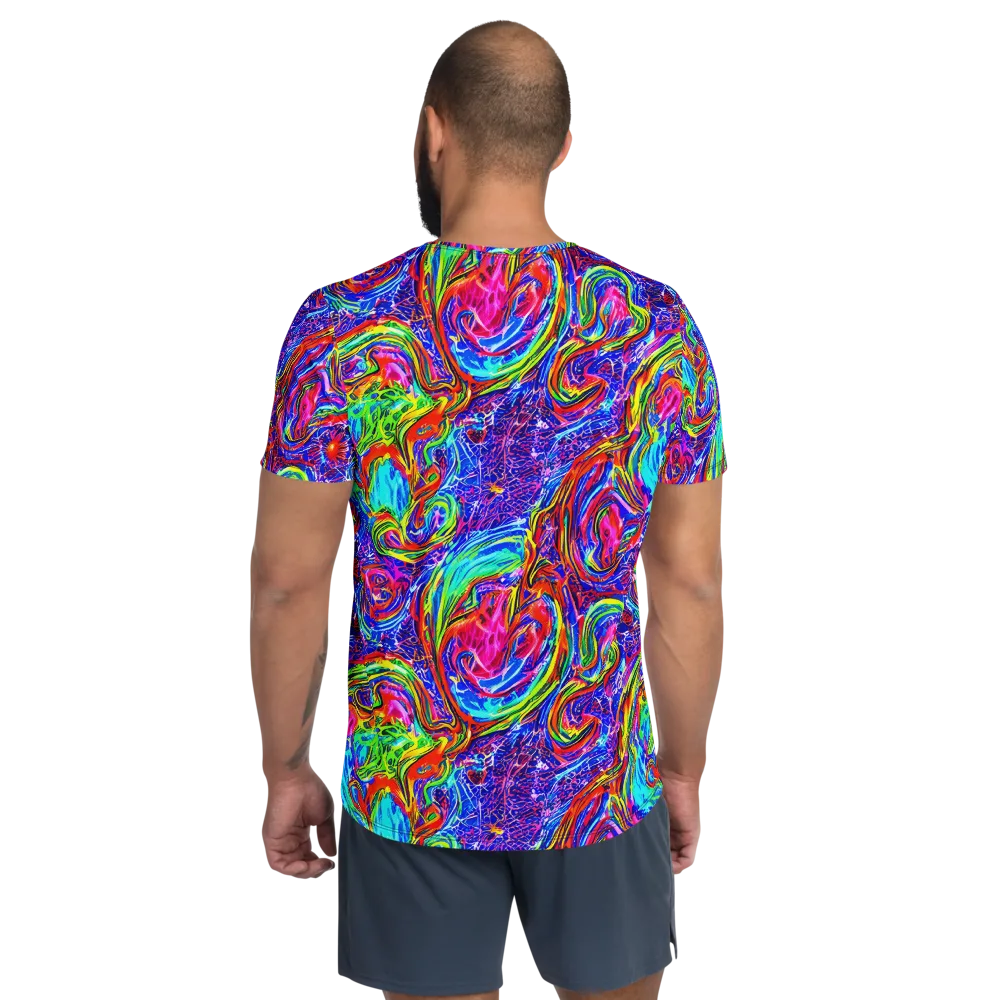 Cobalt Marbling on Men's Athletic T-Shirt — Back